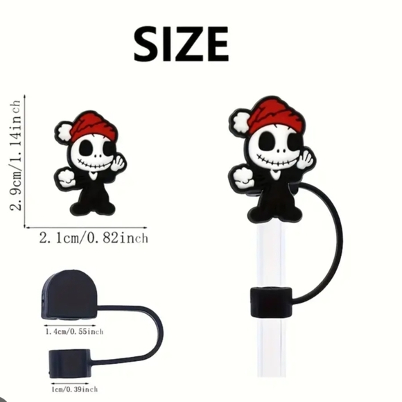 🛍️4 For $15🛍️ Black and White Character Straw Charm - Picture 4 of 6